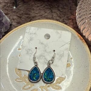 Elegant Silver and Blue Teardrop Earrings